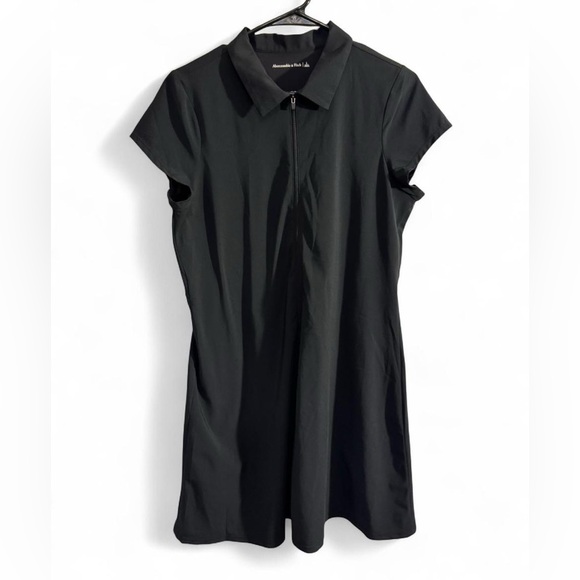 Abercrombie Traveler Zip-Front Mini Dress with Built-in Shorts Black L - Picture 3 of 12